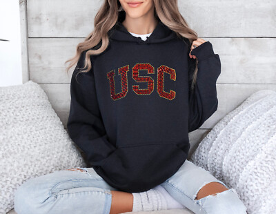 USC Trojans Rhinestone Hoodie Pullover Sweatshirt