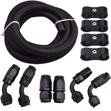  Fuel line Hose 6AN 3/8" Fitting Kit Braided Nylon Stainless Steel Oil Gas 10FT