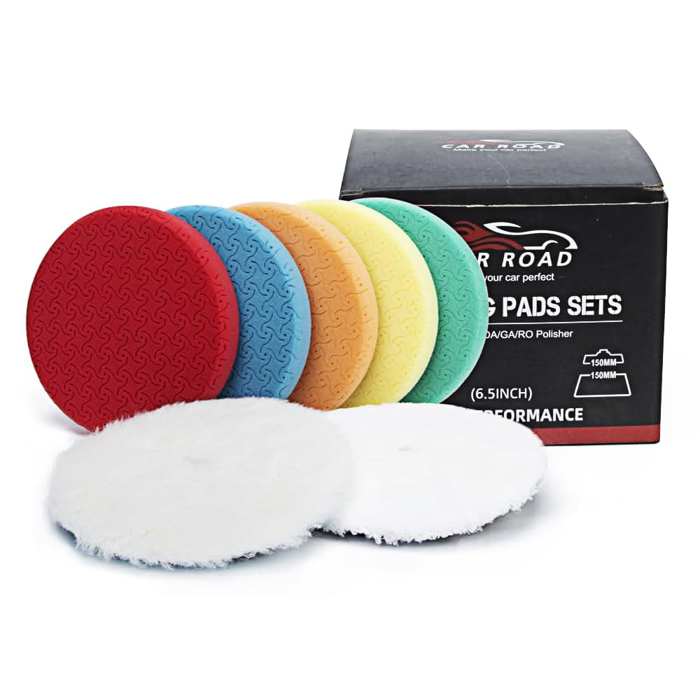 6-inch Buffing Polishing Pads 7Pc Kit with 6.5-Inch Backing Plate & Compound Sponge