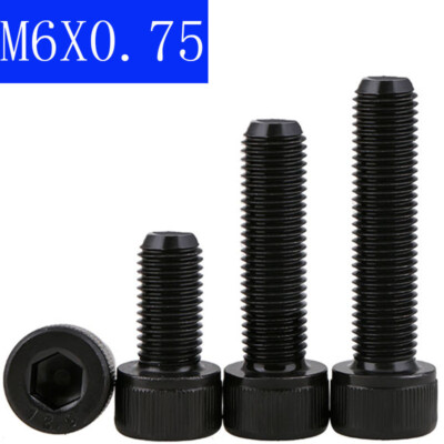 M6-0.75 FINE Thread Socket Head Caps Screws 12.9 Alloy Steel Black Oxide DIN 912