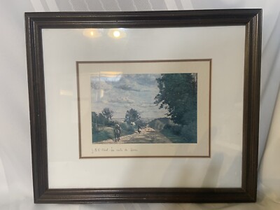 SIGNED J. B. C. Corot : La Route de Sevres Framed Matted Art French Countryside