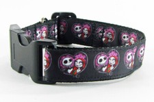 Horror dog collar handmade adjustable buckle collar 1" or 5/8" wide or leash