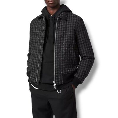 Allsaints Estrela Harris Tweed Mens Jacket Size XS Grey Black