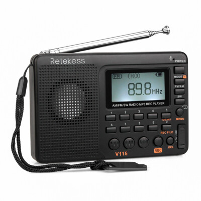 Retekess V115 Portable AM/FM/SW Digital Radio MP3 Player Rechargeable Xmas Gifts