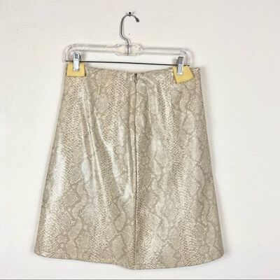 Neiman Marcus Ruby Wells Skirt Faux Snake Skin Beige Midi NWT