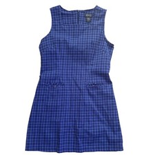 NY&CO Plaid Mini Dress Sleeveless Pockets Career Casual Blue Size 4