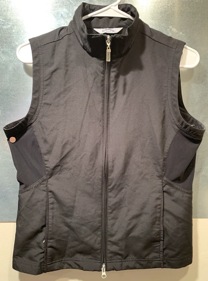 Colete Feminino de Golfe Callaway M PRETO Completo com Zíper Bidirecional, Malha Ventilação Decote Simulado Golfe - Imagem 3 de 4