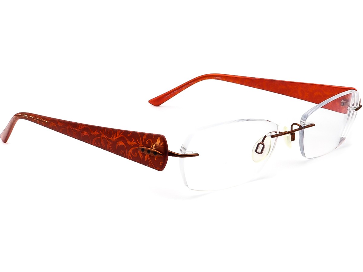 版画 onchanmant Charmant Eyeglasses CH 10927 OR Titanium Orange Rimless
