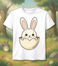 Adorable Easter Bunny w/egg. Kids Toddler T-shirt White. 2T, 3T,4T,5,6.