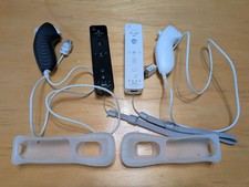 Lot of 2x Nintendo Wii MotionPlus Remote Controllers, Nunchucks, Straps, Covers