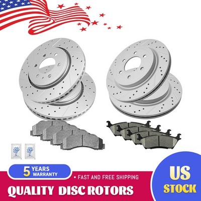 Front Rear Drilled Rotors & Ceramics Pads for Ford F-150 Expedition Navigator