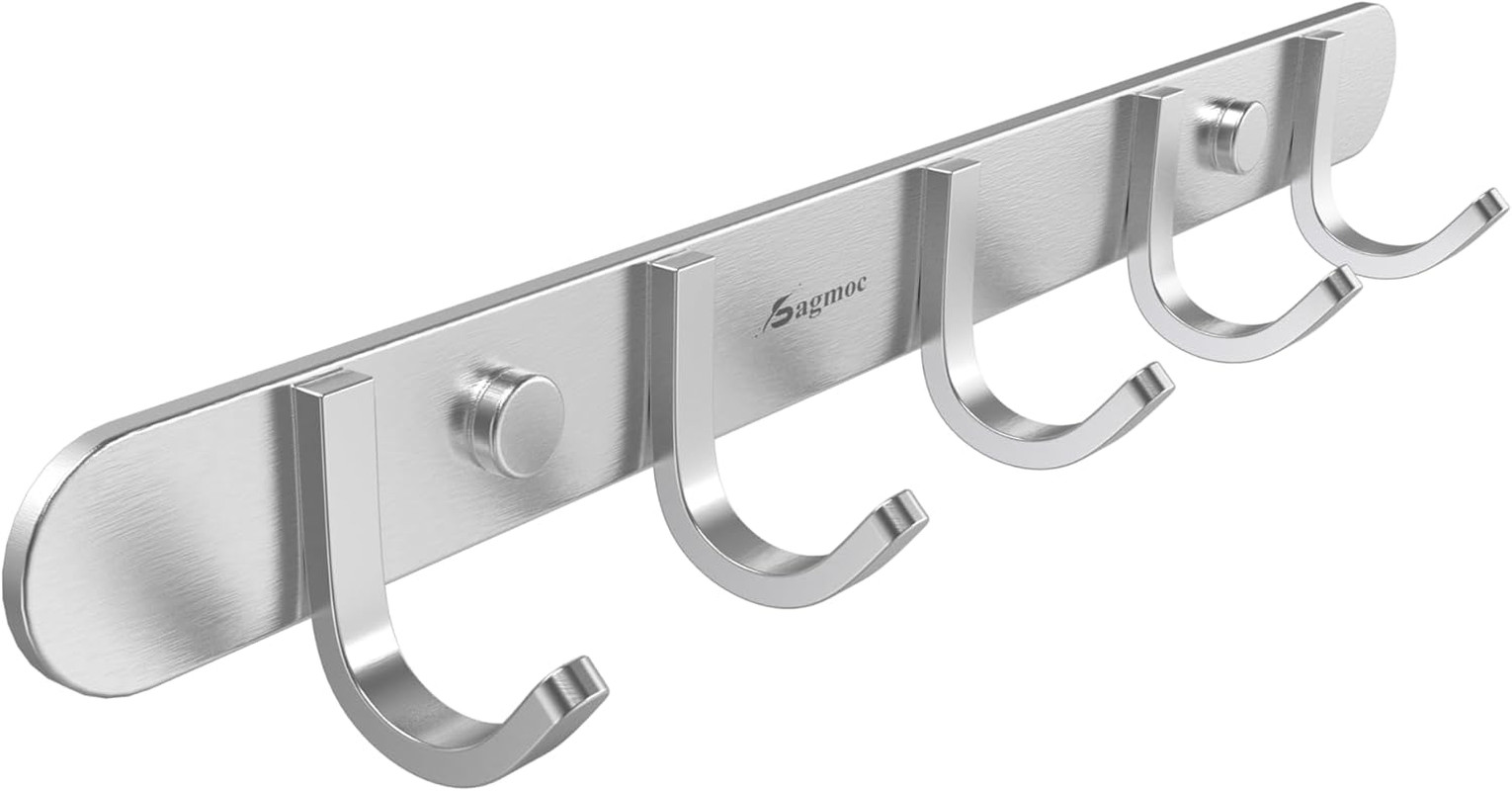 14-inch Towel Rack Wall Mounted With 5 Hooks/du...