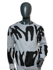 Vintage Abstract Knit Sweater Grau/Schwarz, P...