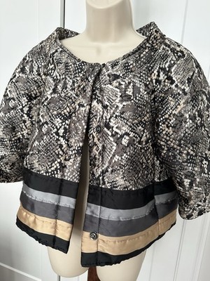 EUC Rinascimento Cropped Jacket Puffer Italy Snake Animal Print Trendy Womens XL