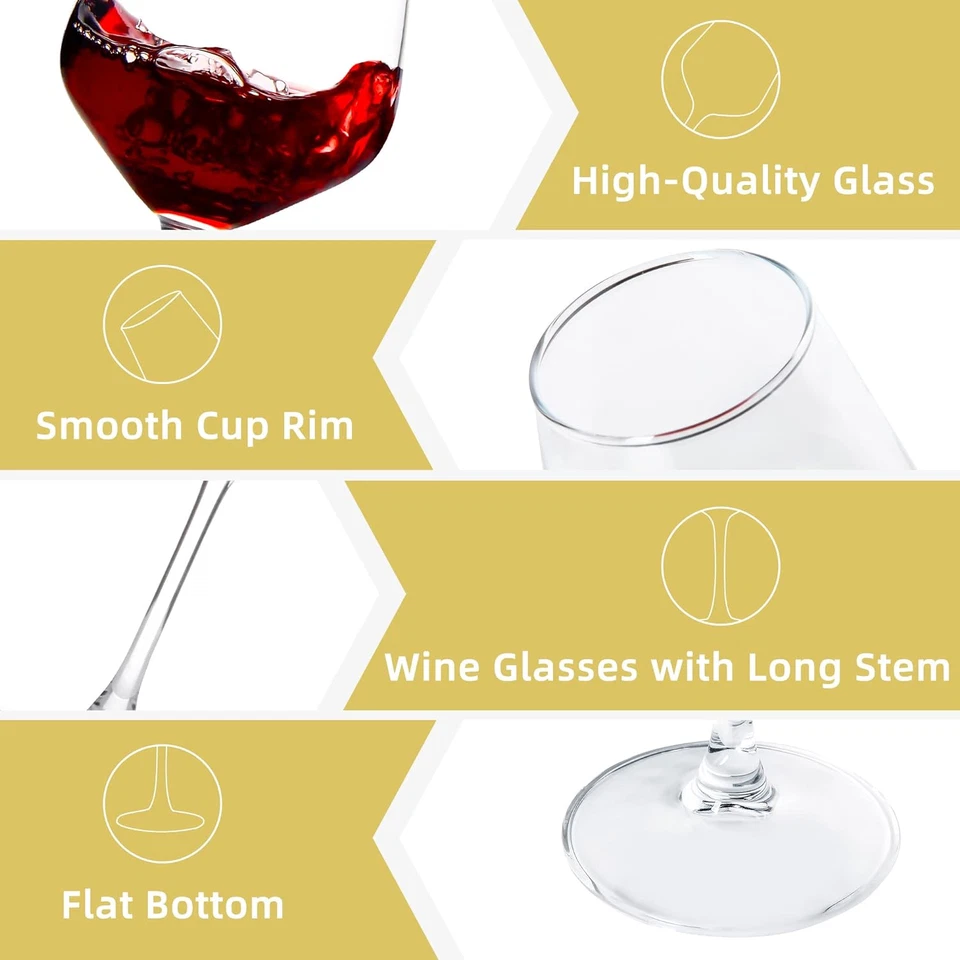 Wine Glasses Set of 12, 12Oz Clear Red/White Wine Cup, Long Stem Wine Glasses fo - Image 3 of 4