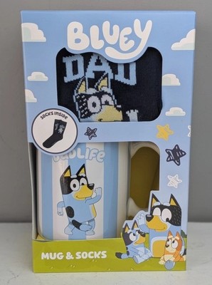 Bluey Best Dad Dad Life Baumwollsocken & Becher Geschenkset in Schachtel - für alle Anlässe 
