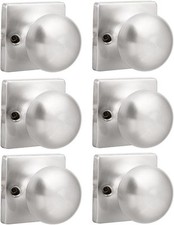 GOBEKOR 6 Pack Single Dummy Door Knobs for French Doors Brushed Nickel