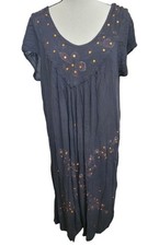 Just Love Boho Hippie Black Embellished Dress One Size Black