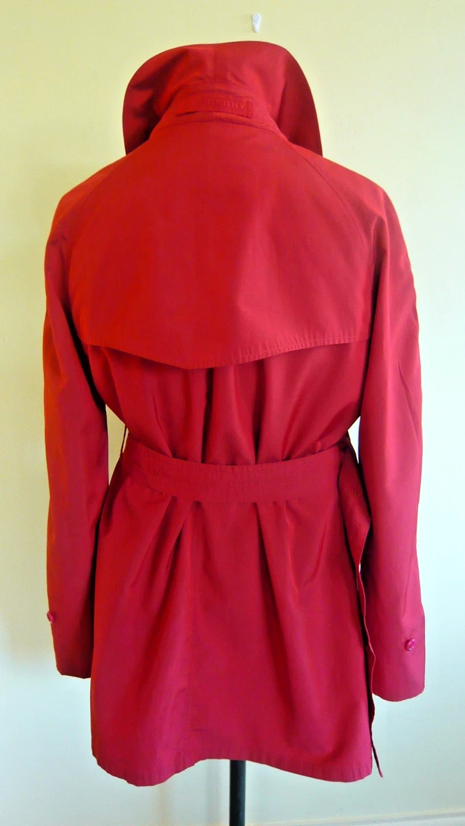 Gabardina corta clásica vintage Burberry damas rojo ladrillo talla 12 renovada