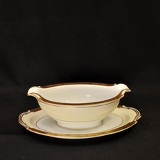 Noritake Gravy Boat M-in-Wreath Japan 1948-1953 Goldkin Floral Gold Black #4985