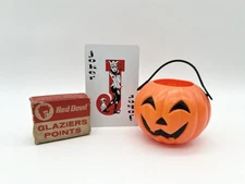 Vintage Halloween Smalls Lot Jack O Lantern Bucket Red Devil Box Joker Retro