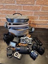 Vintage Cannon Camera With 4 Lenses, Light And Carring Case
