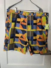Psycho Bunny Shorts Mens 3Xl Swim Trunks Mesh Lined Kayden Geometric Print