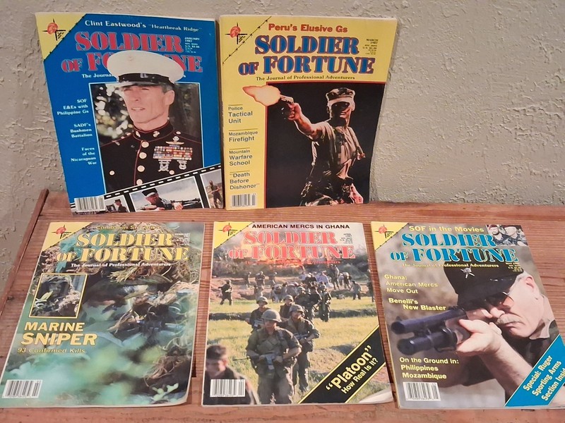 5 Issues 1987 Soldier of Fortune & Combat Weapons Mags Mixed Lot SOF Jan - May