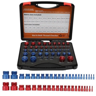 Nut and Bolt Thread Checker, Practical Thread Checker Box, 44pcs Male/Female