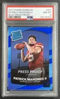 PATRICK MAHOMES II PSA 8 2017 PANINI DONRUSS #327 PRESS PROOF BLUE RC ROOKIE 153