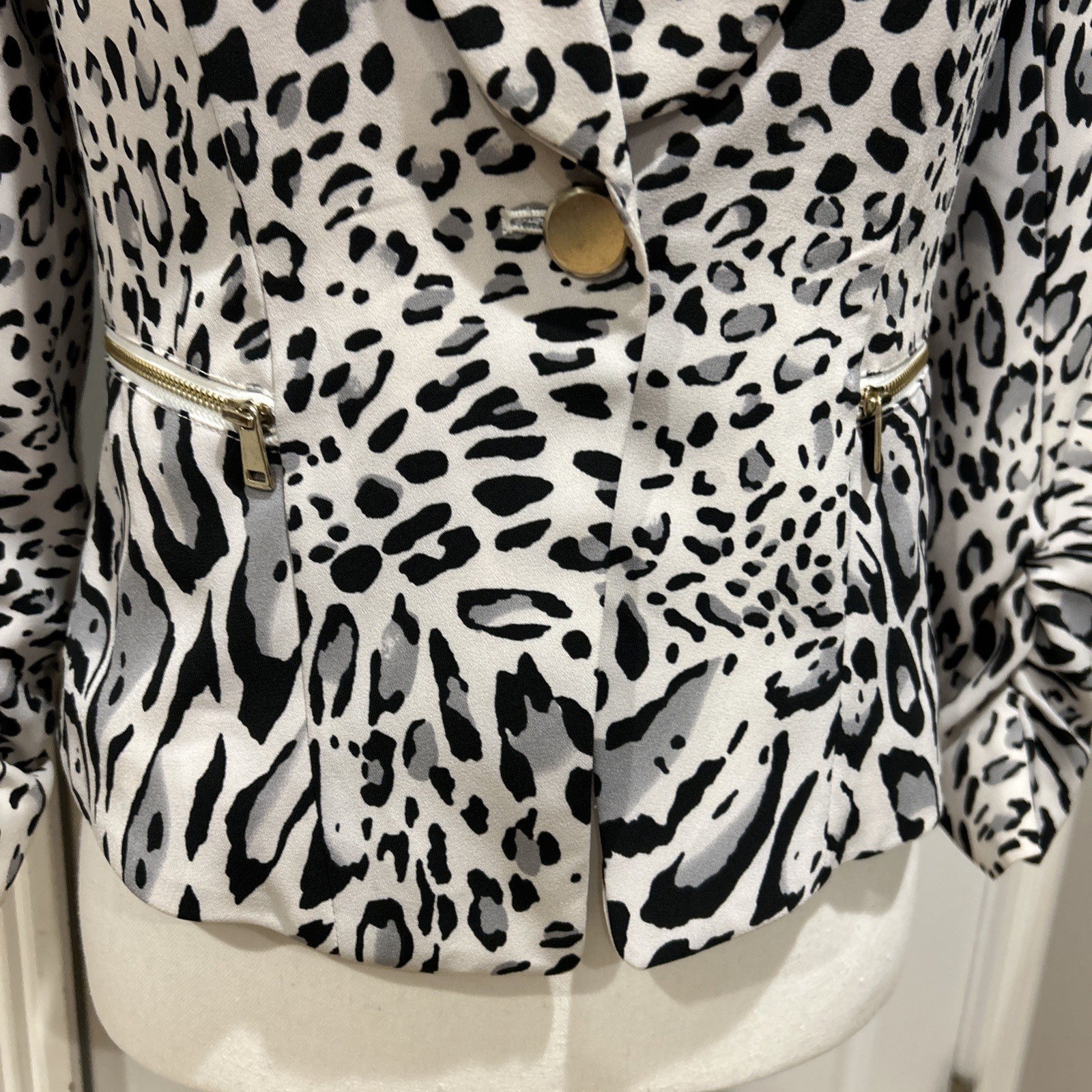 Cache Leopard Print Blazer Jacket, Size 2 - image 5