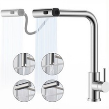 4 Modes Kitchen Sink Faucet Pull Out Spray 1 Hole Swivel Single Handle Mixer Tap