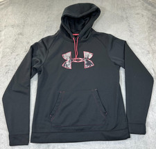 Under Armour Hoodie Men  s Large Black Camo Logo Semi-Fitted Pullover Sweatshirt