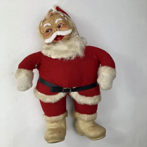 Vintage 1950s Rushton Santa 16” Doll - White Boots Rare