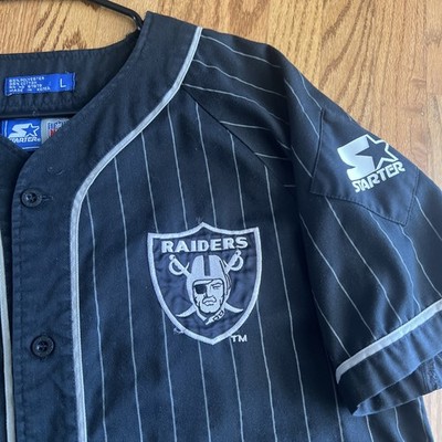 Vintage 1990s Starter LA Raiders Pinstripe Baseball Jersey NFL