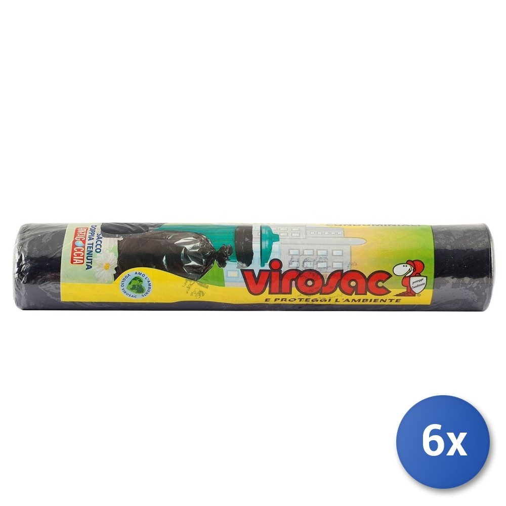 6 Rolls 10 Bags 70x110 Trash Black Virosac