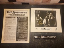 The Almighty 1993 Signed Promo Photo, 1st Fan Club Newsletter And Sticker Rare
