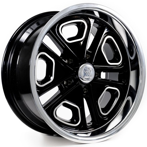 18x9.5 Resto R102 Del Ray Gloss Black Milled Diamond Cut Lip Wheel 5x4.75 (1mm)