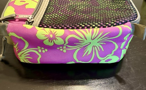 LL Bean Lunch Box Pink Flower Print Hawaiian Mesh Pocket Soft Sided Excellent! - Picture 4 of 7