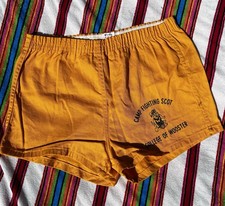 Vintage 80s Champion College of Wooster Yellow Short Shorts Running Gym Med VG