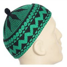 Muslim prayer Kufi Hat beanie Green/Black caps Haji Skull cap Taqiyah Topi Koffi