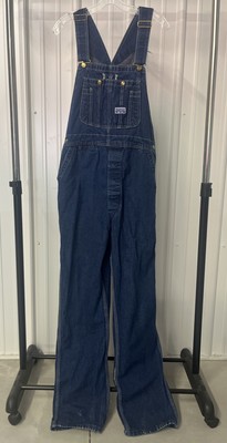 BLUE VINTAGE BIG SMITH Denim Carpenter Bib overalls Distressed 34x32.5