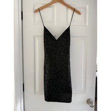 Alice and Olivia Black Metallic Floral Cocktail Dress