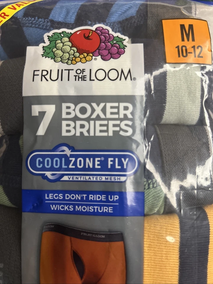 Calzoncillos boxer Fruit of the Loom medianos sin etiquetas para niños 10-12 colores lisos 7 unidades Foto 3 de 3