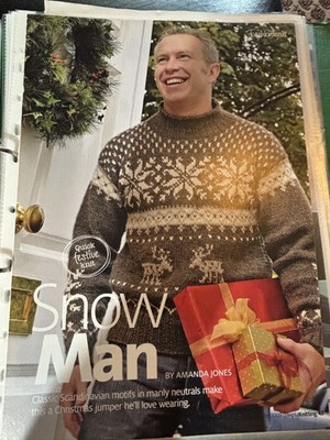    Strickmuster Schneemann Skandinavisch Scandi Nordic Pullover Weihnachtspullover