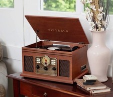 Victrola Nostalgic 6-in-1 Bluetooth Record Player Multimedia Center - Mahogany