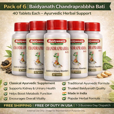 Ayurvedic Baidyanath Chandraprabha Bati 40 Tabs x6 Herbal Supplements