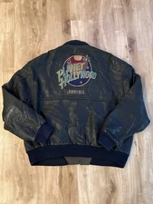 Vintage Planet Hollywood Beverly Hills Reversible Zip-Up Leather Jacket Size XL