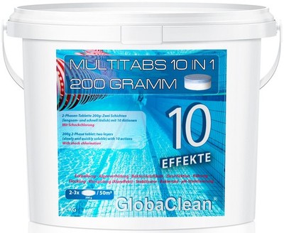 5 kg GLOBACLEAN 2-Phasen-Multitabs 10in1 200g Chlortabletten Chlor Tabs Pools