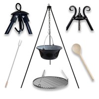 Dreibein Topf Grill Rost Gulasch Kessel GlüHwein Lagerfeuer Outdoor KochlöFfel